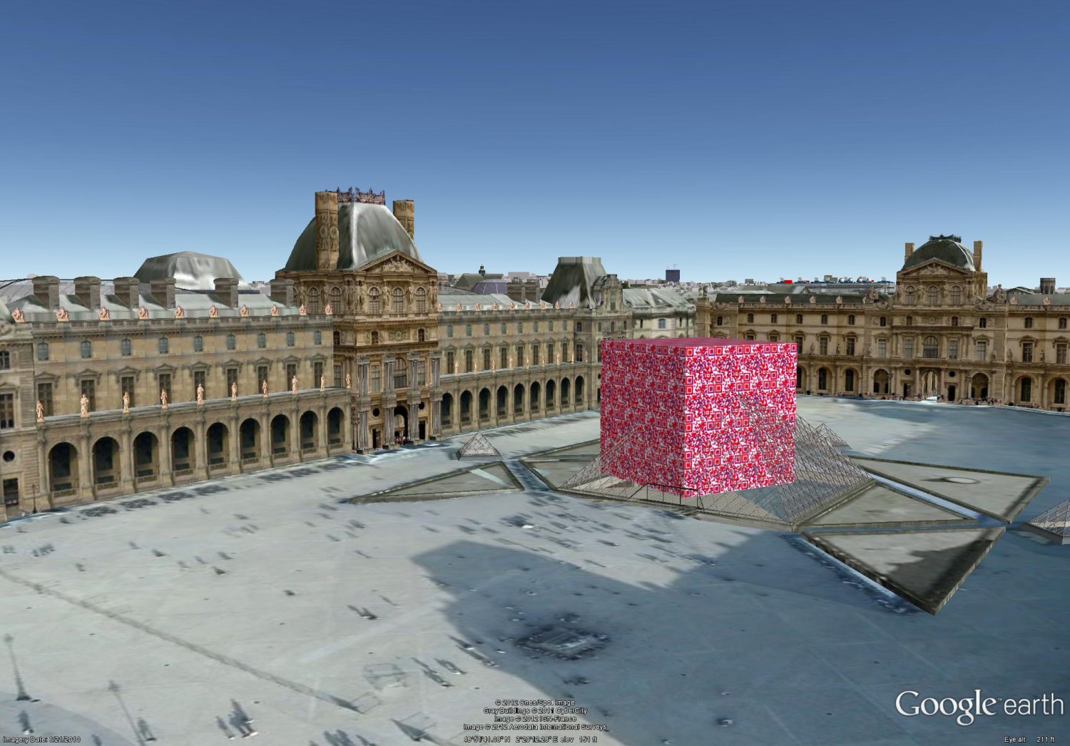  - The Borg QR cube lands before the Louvre in Paris, sitting on La Pyramide. -  - Art and the Zen of QR Codes - QaRt - making art from QR codes. - Tony Karp, design, art, photography, techno-impressionist, techno-impressionism, aerial photography , drone , drones , dji , mavic pro , video , 3D printing - Books -